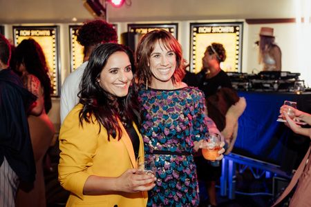 Madeleine Sami and Jackie van Beek at an event for The Breaker Upperers (2018)