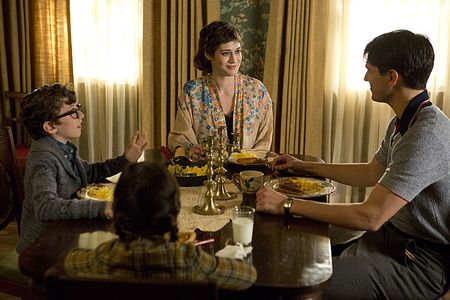 Lizzy Caplan, Nicholas D'Agosto, Cole Sand, and Kayla Madison in Masters of Sex (2013)
