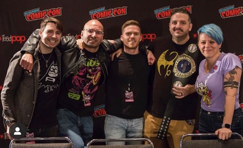 Evan Williams at a New York Comic Con panel - 2019