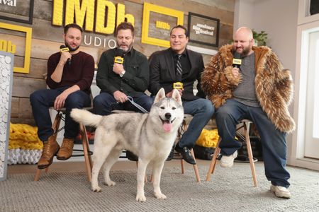 Nick Offerman, Eddie Spears, Stephen Kramer Glickman, and Alexandre Espigares at an event for White Fang (2018)