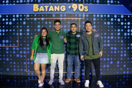 CJ Ramos, Marc Solis, Melissa Avelino, and Sarji Ruiz in Family Feud Philippines (2022)