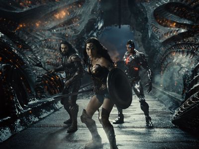 Jason Momoa, Gal Gadot, and Ray Fisher in Zack Snyder's Justice League (2021)