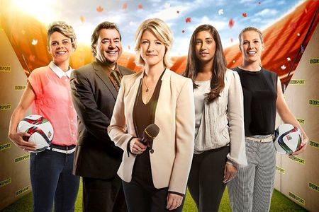 Jonathan Pearce, Tina Daheley, Rachel Brown-Finnis, Jacqui Oatley, and Sue Smith in 2015 FIFA Women's World Cup (2015)