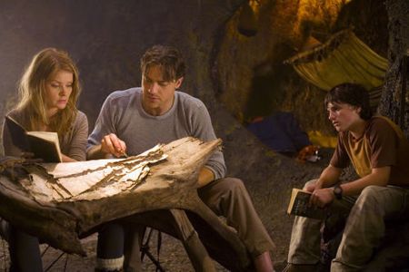 Brendan Fraser, Josh Hutcherson, and Aníta Briem in Journey to the Center of the Earth (2008)