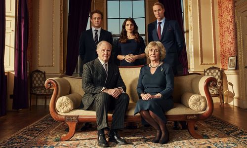 Oliver Chris, Margot Leicester, Tim Pigott-Smith, Charlotte Riley, and Richard Goulding in King Charles III (2017)