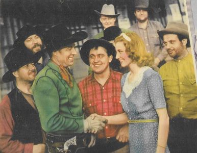 Bill Elliott, Olin Francis, Al Hill, Iris Meredith, and Dub Taylor in The Man from Tumbleweeds (1940)