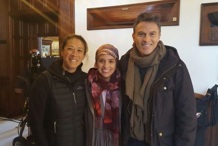 On the set of Madam Secretary with Director Jet Wilkinson and actor Tim Daly.