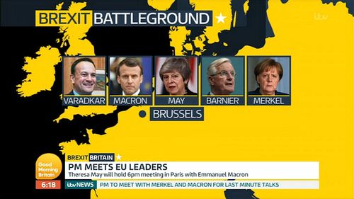 Angela Merkel, Theresa May, and Emmanuel Macron in Good Morning Britain: Episode dated 9 April 2019 (2019)