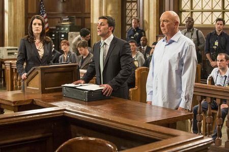 Paget Brewster, Jason Cerbone, and Dann Florek in Law & Order: Special Victims Unit (1999)