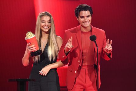 Kevin Mazur, Madelyn Cline, and Chase Stokes at an event for 2021 MTV Movie & TV Awards (2021)