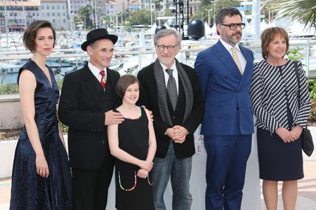 Steven Spielberg, Rebecca Hall, Mark Rylance, Penelope Wilton, Jemaine Clement, and Ruby Barnhill at an event for The BF