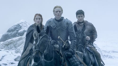 Gwendoline Christie, Sophie Turner, and Daniel Portman in Game of Thrones (2011)