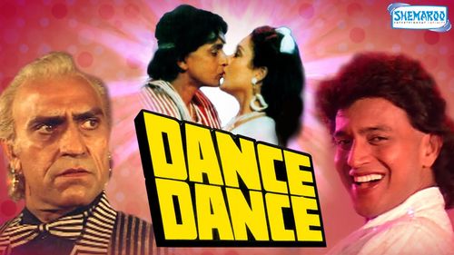 Mithun Chakraborty, Smita Patil, and Amrish Puri in Dance Dance (1987)