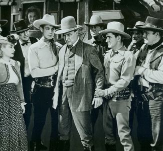 Tom London, Rufe Davis, Robert Frazer, June Johnson, Robert Livingston, and Bob Steele in Pals of the Pecos (1941)