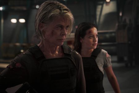 Linda Hamilton and Natalia Reyes in Terminator: Dark Fate (2019)