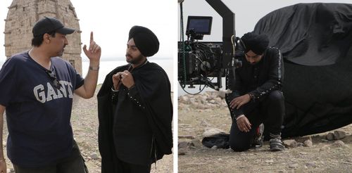 Vikram Dhillon directing Simar Gill on the set of Marr Ke Khuda (2018).