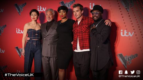 Tom Jones, Gavin Rossdale, Will.i.am, Jennifer Hudson, and Emma Willis at an event for The Voice UK (2012)