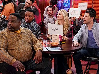 Cedric the Entertainer, Max Greenfield, Beth Behrs, and Marcel Spears in The Neighborhood: Welcome to Trivia Night (2020