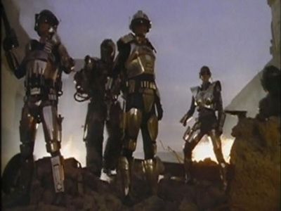 Tim Dunigan, Peter MacNeill, Jessica Steen, Sven-Ole Thorsen, and Maurice Dean Wint in Captain Power and the Soldiers of
