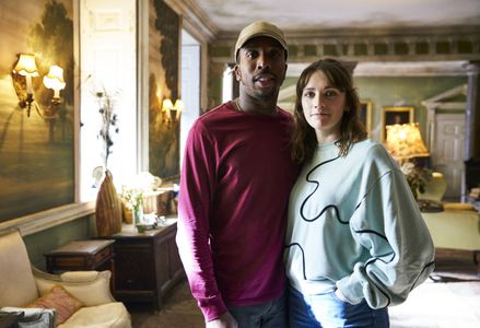 Charlotte Ritchie and Kiell Smith-Bynoe in Ghosts (2019)