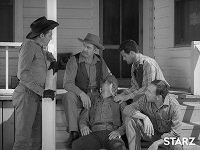 Ted de Corsia, King Donovan, Ron Hagerthy, Bob LaVarre, and Dale Robertson in Tales of Wells Fargo (1957)