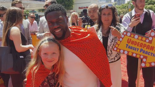 Abigail with Kevin Hart at red carpet premier of Captain Underpants