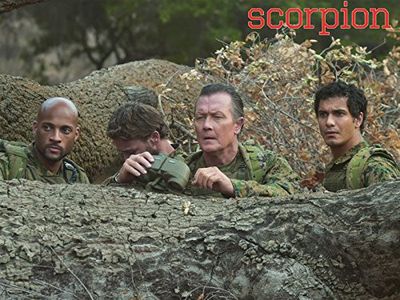 Robert Patrick, Elyes Gabel, and Kamal Jones in Scorpion (2014)