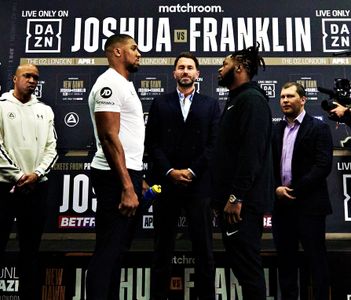 Jermaine Franklin, Derrick James, Dmitriy Salita, Anthony Joshua, and Eddie Hearn in DAZN Boxing: Anthony Joshua vs. Jer