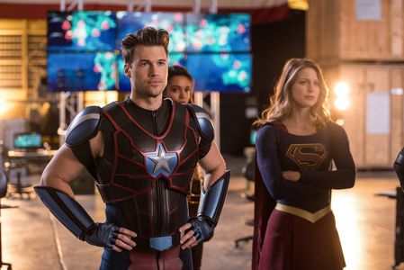 Nick Zano, Melissa Benoist, and Maisie Richardson-Sellers in DC's Legends of Tomorrow (2016)