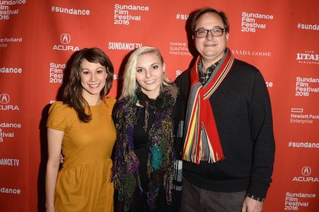 Producer Sara Dosa, Daisy Coleman, and Richard Berge at Sundance premiere of AUDRIE & DAISY (2016)