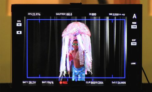 On set in jellyfish scene.