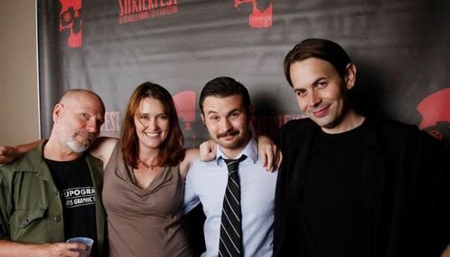 On the red carpet at the Shriekfest Opening Night Party. With directors Andrew Kasch and John Skipp and Cinematographer 