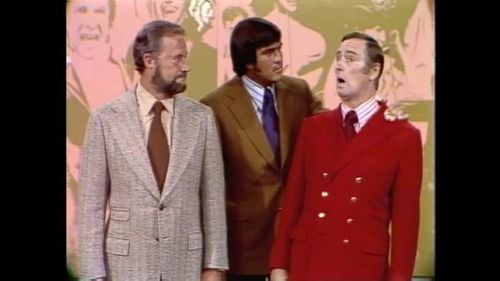 Roman Gabriel, Dick Martin, and Dan Rowan in Rowan & Martin's Laugh-In (1967)