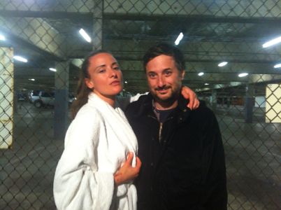 Tamzin Brown and Harmony Korine on location in downtown LA shooting Caput.
