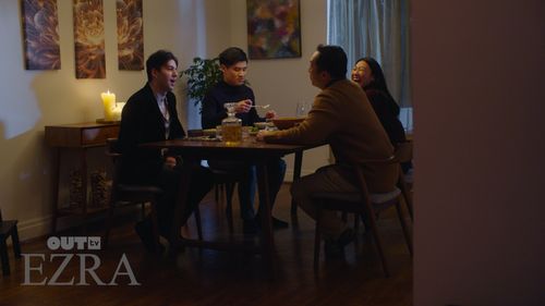 Danny Vo, Michael Chan, Luke Hutchie, and Jinny Wong in EZRA (2022)