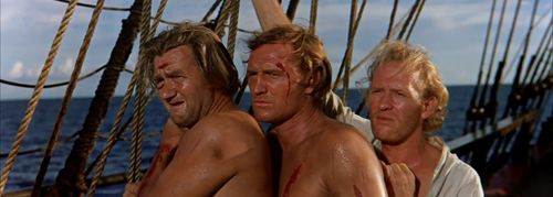 Richard Harris, Percy Herbert, and Gordon Jackson in Mutiny on the Bounty (1962)