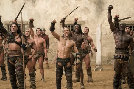Peter Mensah, Raicho Vasilev, Dustin Clare, Antonio Te Maioha, and Josef Brown in Spartacus: Gods of the Arena (2011)