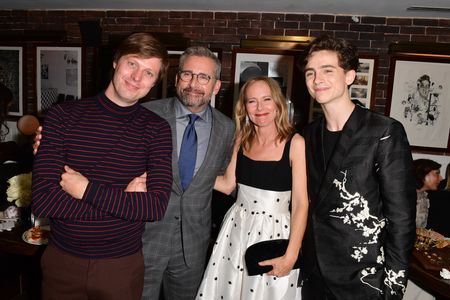 Steve Carell, Amy Ryan, Felix van Groeningen, and Timothée Chalamet at an event for Beautiful Boy (2018)