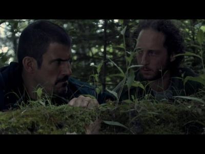 Heavy (Robert Maillet) and Sinister Man (Kyle Mitchell) planning evil-doings outside Audrey's door. Haven TV Show - 2013