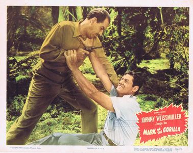 Onslow Stevens and Johnny Weissmuller in Mark of the Gorilla (1950)