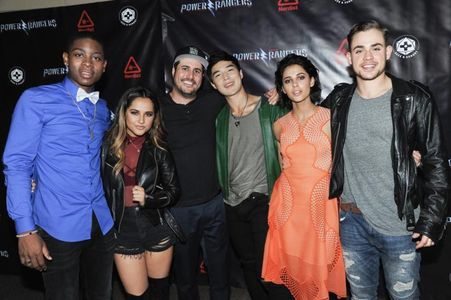 Dean Israelite, Becky G, Ludi Lin, Dacre Montgomery, Naomi Scott, and RJ Cyler at an event for Power Rangers (2017)