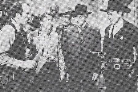 Fuzzy Knight, Ethan Laidlaw, Herbert Rawlinson, and Tex Ritter in Oklahoma Raiders (1944)
