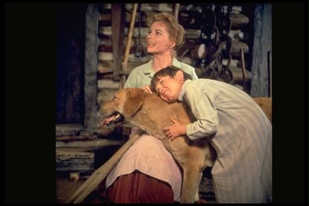 Kevin Corcoran, Dorothy McGuire, and Spike in Old Yeller (1957)