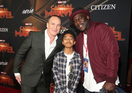 Clark Gregg, Miles Brown, and Wild Child at an event for Captain Marvel (2019)