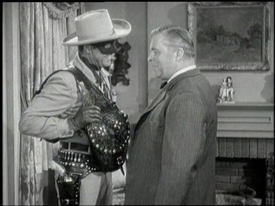 Clayton Moore and Lyle Talbot in The Lone Ranger (1949)
