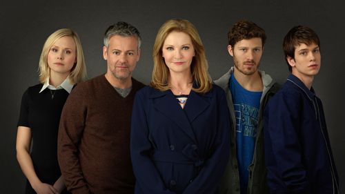 Joan Allen, Rupert Graves, Liam James, Alison Pill, and Zach Gilford in The Family (2016)