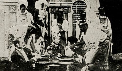 Alfred Bishop, Mary Brough, E. Holman Clark, Lawrence Grossmith, and Doris Lytton in The Brass Bottle (1914)