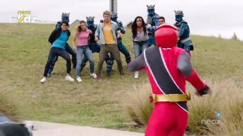 Zoë Robins, Chrysti Ane, Peter Adrian Sudarso, and Jordi Webber in Power Rangers Ninja Steel (2017)