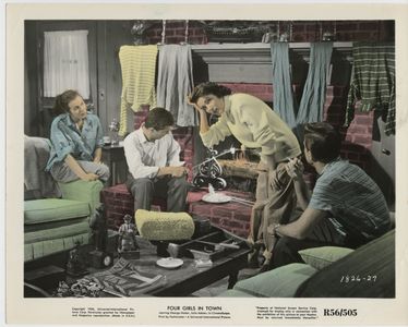 Julie Adams, Sydney Chaplin, Marianne Koch, and George Nader in Four Girls in Town (1957)