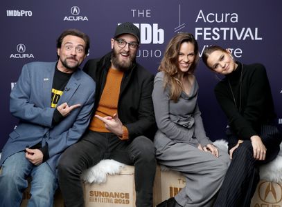 Kevin Smith, Hilary Swank, Grant Sputore, and Clara Rugaard at an event for The IMDb Studio at Sundance (2015)